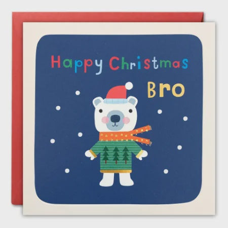 Bro Polar Bear Christmas Square Peg Card