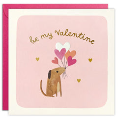 Valentine’s Day Dog and Balloons Square Card