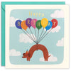 Birthday Dog and Balloons Square Card