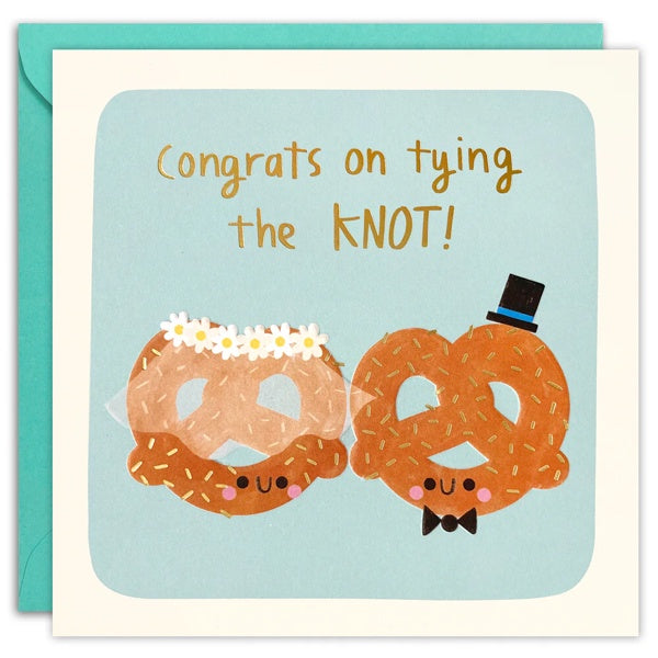 Tying the Knot Pretzel Wedding Square Card