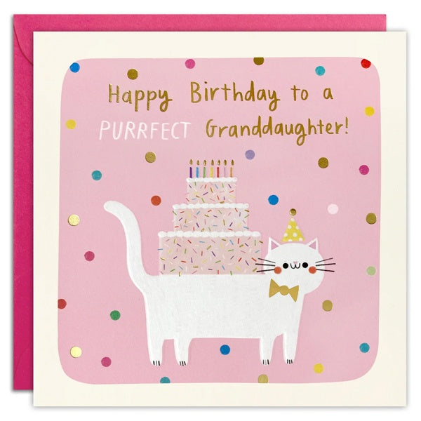 Purrfect Granddaughter Birthday Square Peg Card