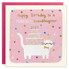 Purrfect Granddaughter Birthday Square Peg Card