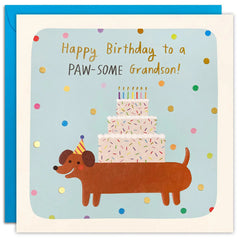 Paw-some Grandson Birthday Square Peg Card