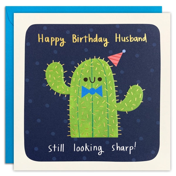Husband Cactus Birthday Square Peg Card