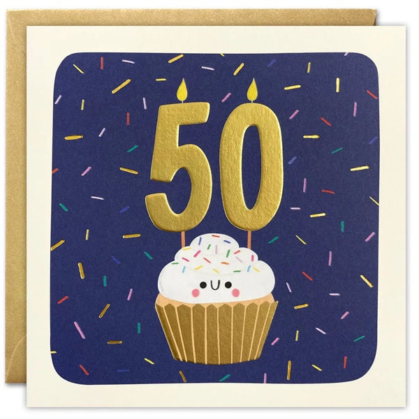 Age 50 Cupcake Square Peg Card