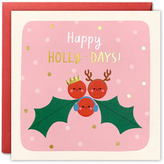 Happy Holly Days Christmas Square Peg Card