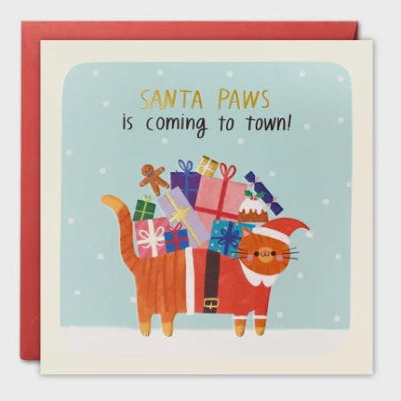 Santa Paws Cat Christmas Card