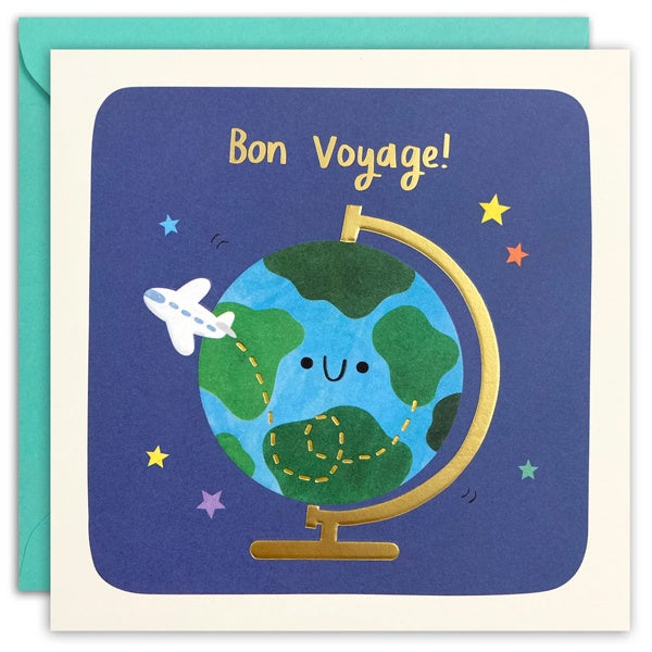 Happy Globe Bon Voyage Square Card