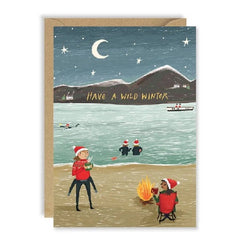 Wild Winter Swim Greetings Card