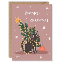 Crazy Cat Christmas Tree Card