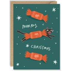 Crazy Cat Christmas Cracker Card