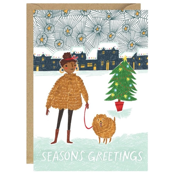 Winter Coats Greetings Card