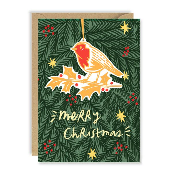 Robin Greetings Card with Ornament