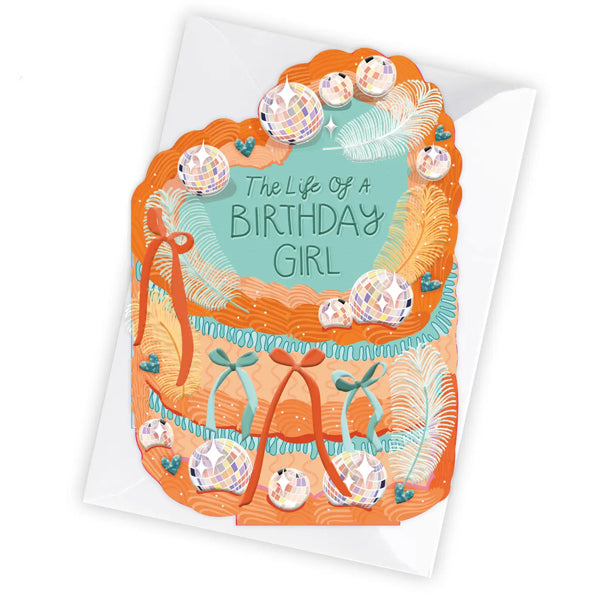 Life Of A Birthday Girl Disco Ball Cake Card