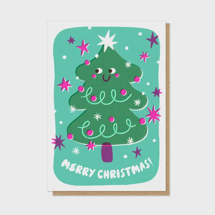 Snazzy Xmas Tree Letterpress Christmas Card