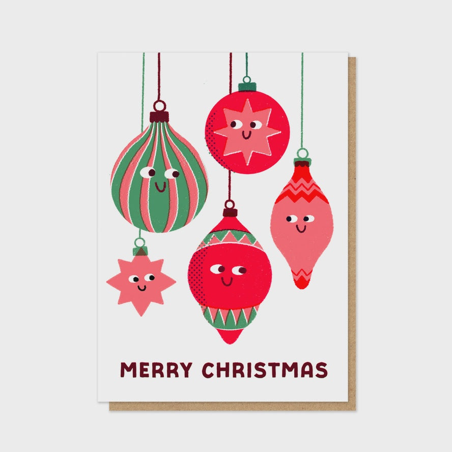 Silly Baubles Letterpress Christmas Card