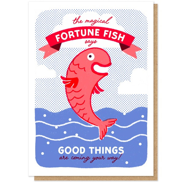 Fortune Fish Good Things Coming Your Way Letterpress Card