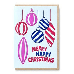 Merry Happy Christmas Baubles Card