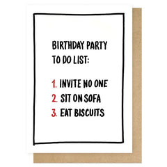 Birthday Party To Do List Card