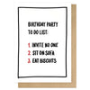 Birthday Party To Do List Card