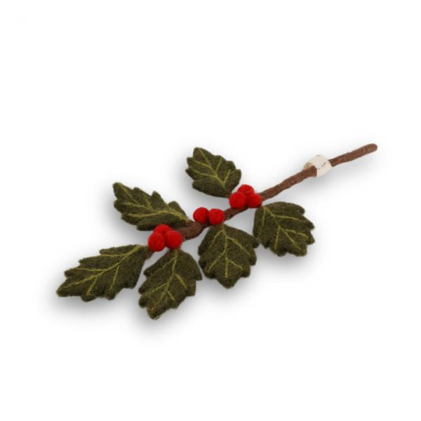 Mini Branch of Felt Holly