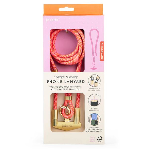 Phone Lanyard and Cable Pink