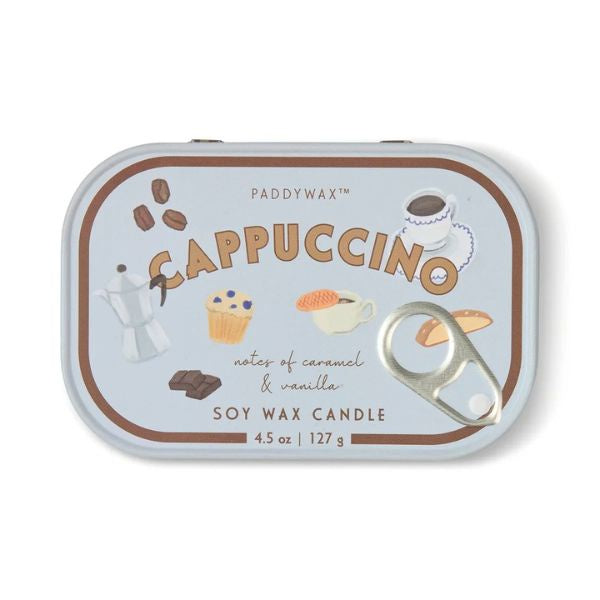 Bistro Cappuccino Printed Tin Candle