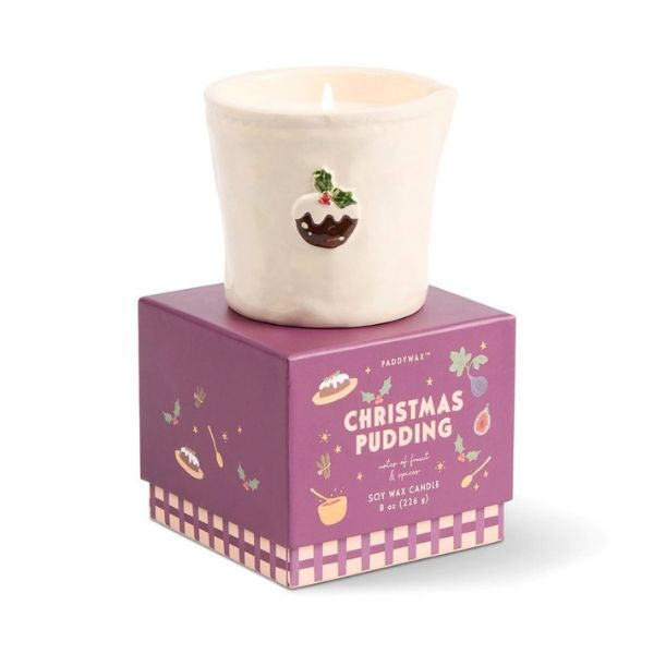 Bistro Christmas Pudding Ceramic Candle