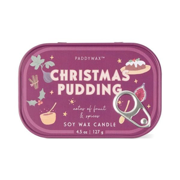 Bistro Christmas Pudding Printed Tin Candle