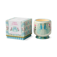 A Dopo Blue Cheetahs Ceramic Candle Linen and Orris