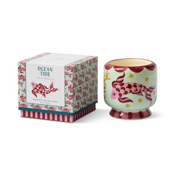 A Dopo Koi Fish Ceramic Candle Ocean Tide