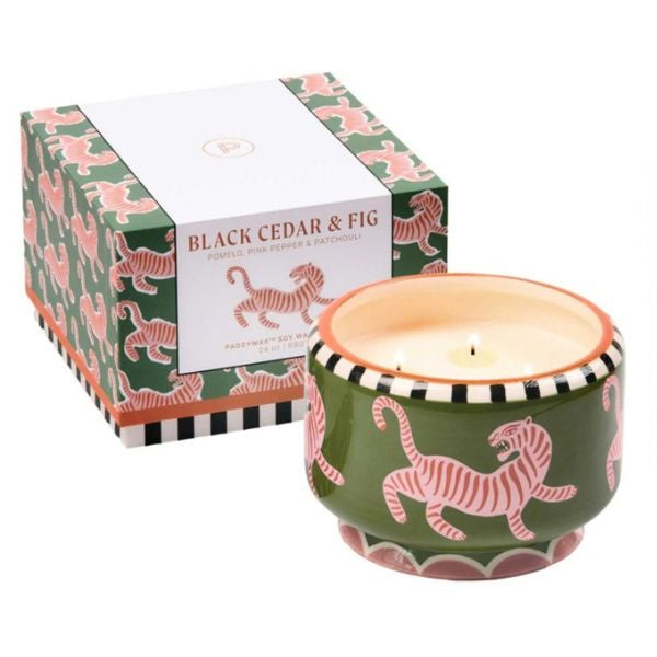 A Dopo Tiger Ceramic Candle Black Cedar