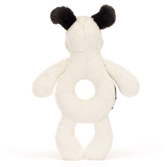 Bashful Black and Cream Puppy Ring Rattle