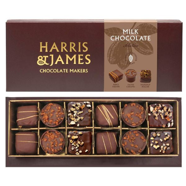 Harris & James Milk Chocolate Selection 12 pieces Gift Box