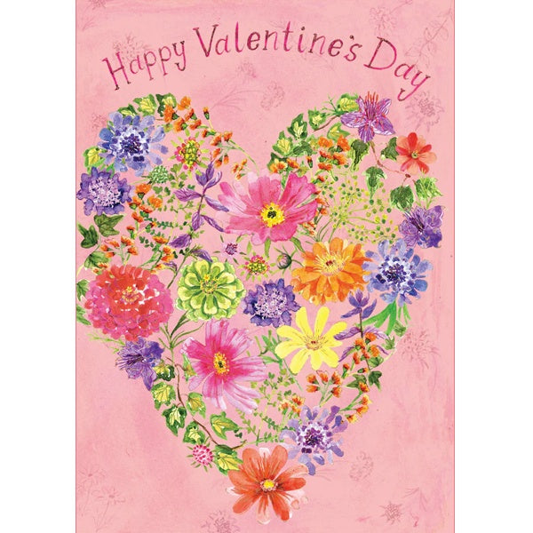 Valentine Flower Heart Greeting Card