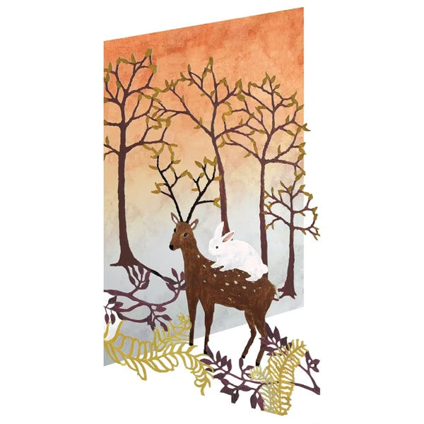 Deer and Rabbit Lasercut Christmas Card