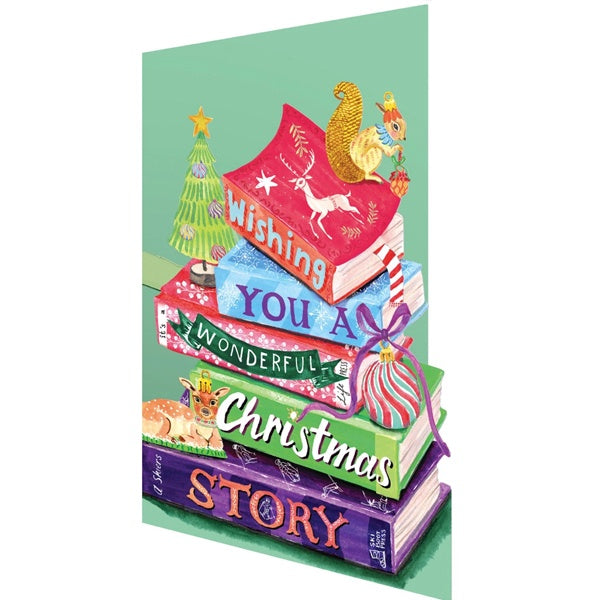 Christmas Bookstack Lasercut Christmas Card