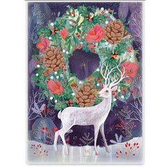 Silver Stag Wreath Advent Card
