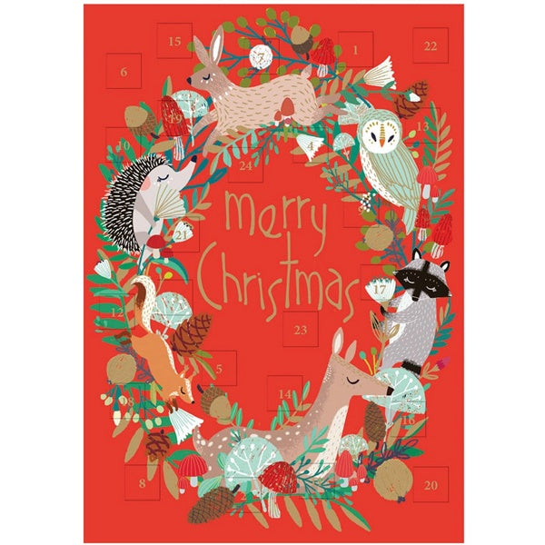 Animal Wreath Advent Calendar Card