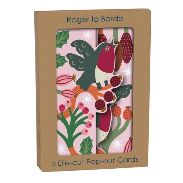 Christmas Chorus Robin Trifold Christmas Card 5 Pack