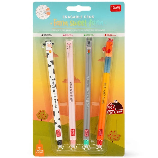 Farm Sweet Farm Set of 4 Erasable Gel Pens
