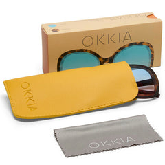 Okkia Anna Classic Havana with Blue Pink Gradient Lens Sunglasses