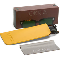 Okkia Giovanni Black Havana with Green Gradient Lens Sunglasses