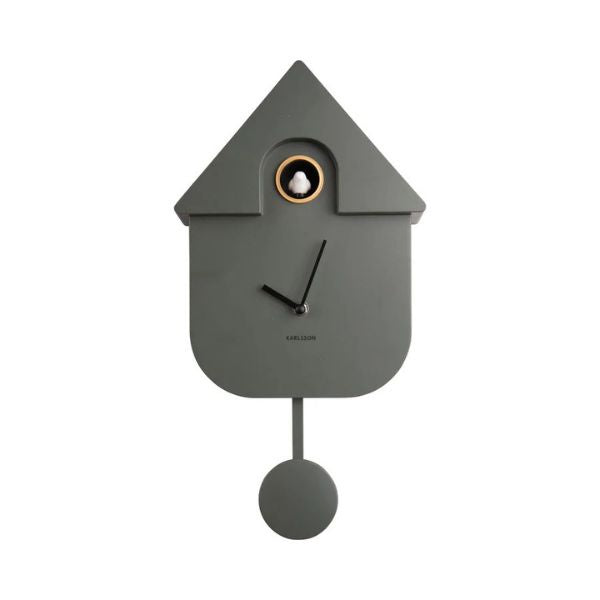 Wall Clock Modern Cuckoo Jungle Green