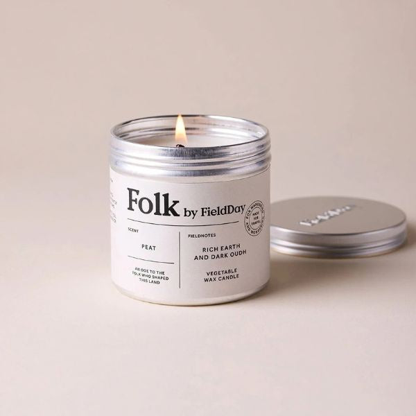 Folk Tin Candle Peat