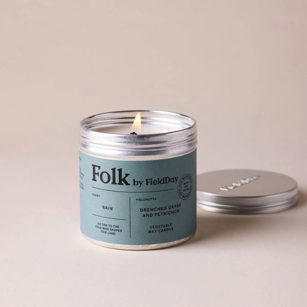 Folk Tin Candle Rain