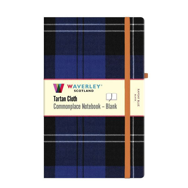 Large Ramsay Blue Tartan Cloth Notebook