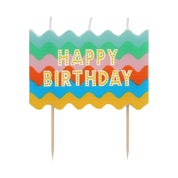 Large Wavy Happy Birthday Candle Cake Topper