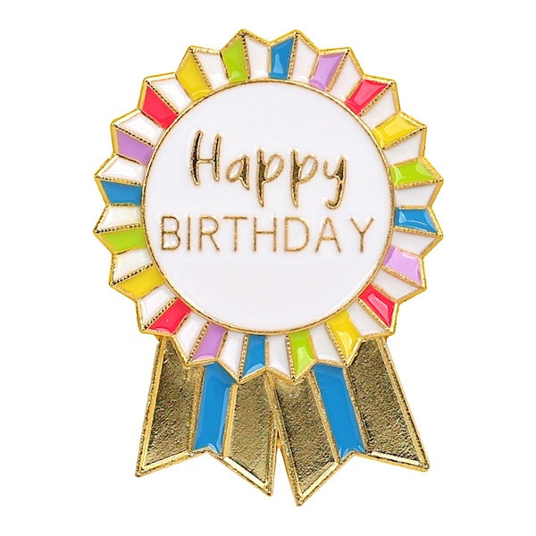 Colourful Happy Birthday Metal Pin Badge