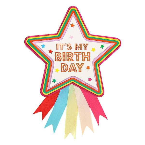Happy Birthday Star Rosette Badge